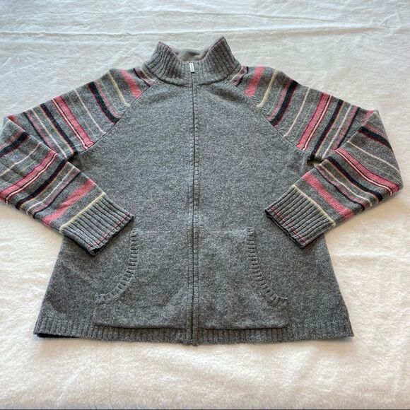 Eddie Bauer Collection 100% Lambswool Front Zipped Cardigan - Picture 1 of 10